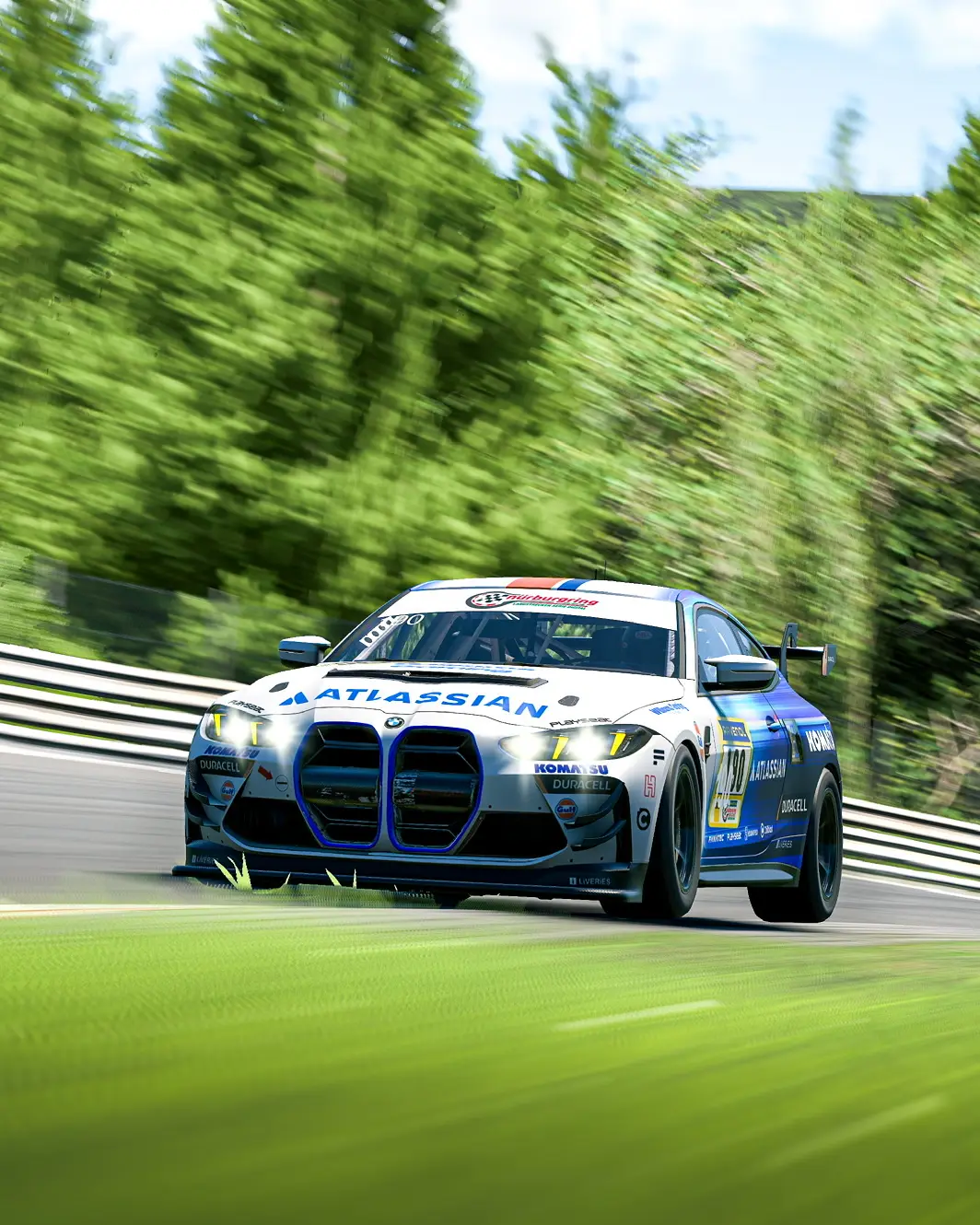 BMW M4 GT4 on the Nordschleife in the sim